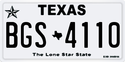 TX license plate BGS4110