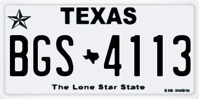 TX license plate BGS4113