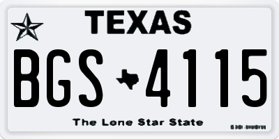 TX license plate BGS4115