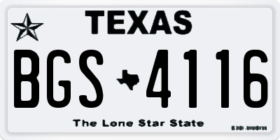 TX license plate BGS4116