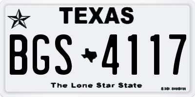 TX license plate BGS4117