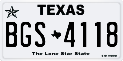 TX license plate BGS4118