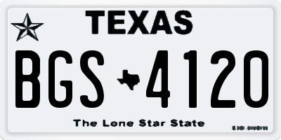 TX license plate BGS4120