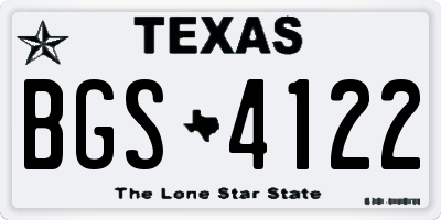 TX license plate BGS4122