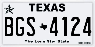 TX license plate BGS4124