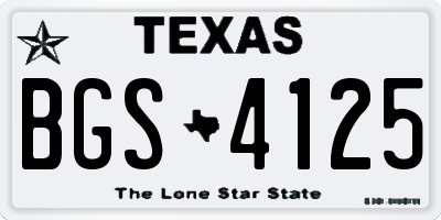 TX license plate BGS4125