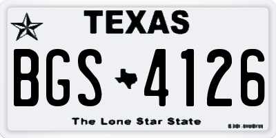 TX license plate BGS4126