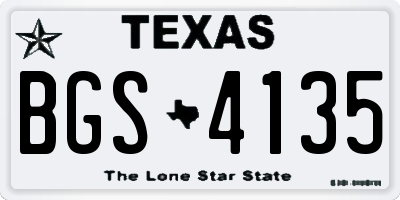 TX license plate BGS4135