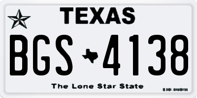 TX license plate BGS4138