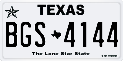 TX license plate BGS4144