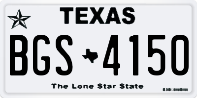 TX license plate BGS4150
