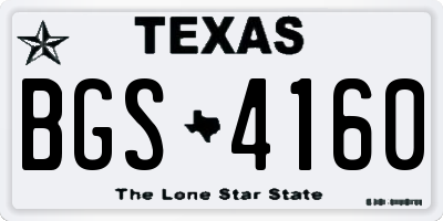 TX license plate BGS4160