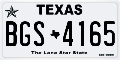 TX license plate BGS4165