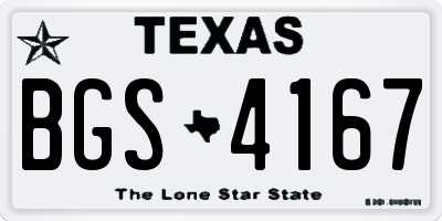 TX license plate BGS4167