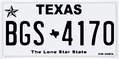 TX license plate BGS4170