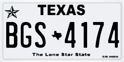 TX license plate BGS4174