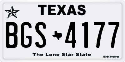 TX license plate BGS4177