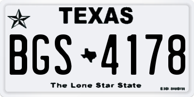 TX license plate BGS4178