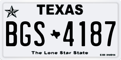 TX license plate BGS4187