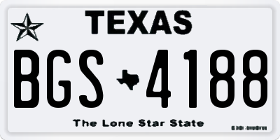 TX license plate BGS4188