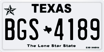 TX license plate BGS4189