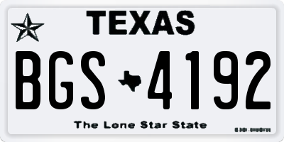 TX license plate BGS4192