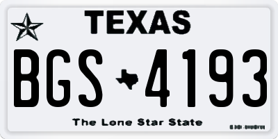 TX license plate BGS4193