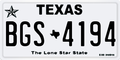TX license plate BGS4194
