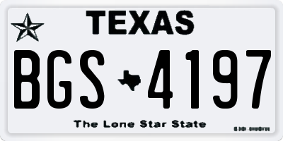 TX license plate BGS4197
