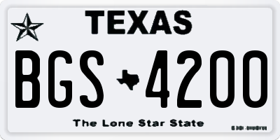 TX license plate BGS4200