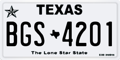 TX license plate BGS4201