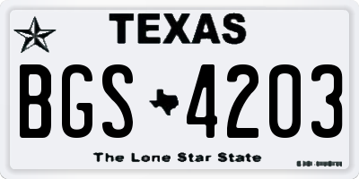 TX license plate BGS4203