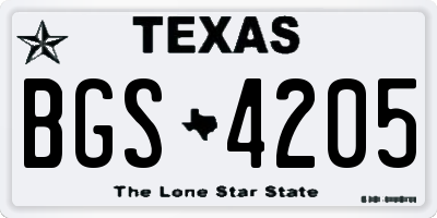 TX license plate BGS4205