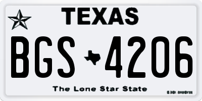 TX license plate BGS4206
