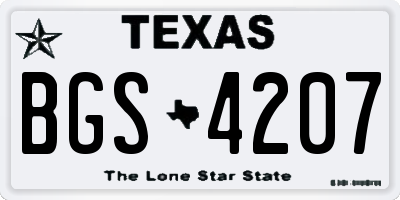 TX license plate BGS4207