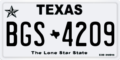 TX license plate BGS4209