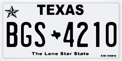 TX license plate BGS4210