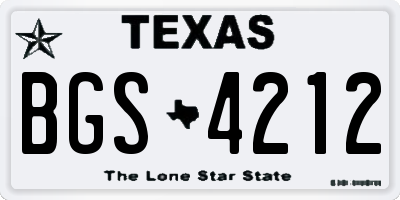 TX license plate BGS4212