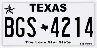TX license plate BGS4214