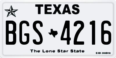 TX license plate BGS4216