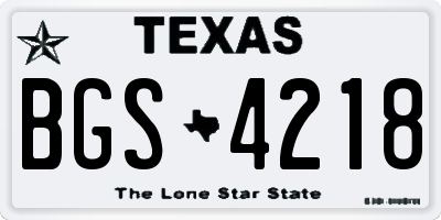 TX license plate BGS4218