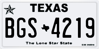 TX license plate BGS4219