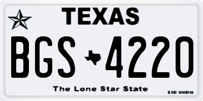 TX license plate BGS4220