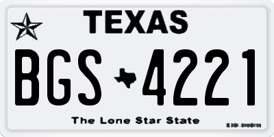 TX license plate BGS4221
