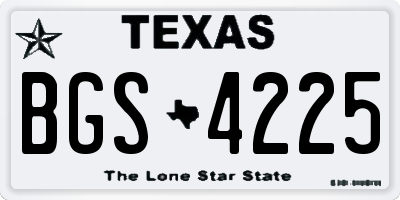 TX license plate BGS4225