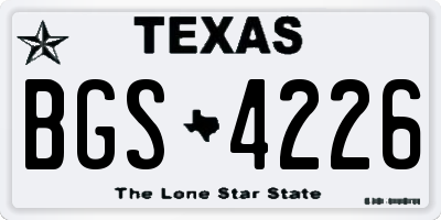 TX license plate BGS4226