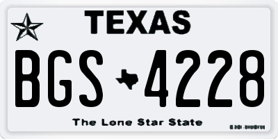 TX license plate BGS4228