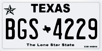 TX license plate BGS4229