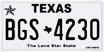 TX license plate BGS4230