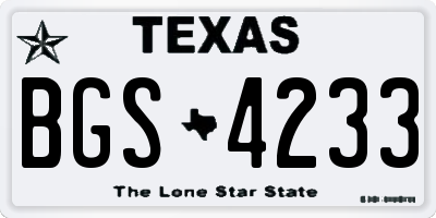 TX license plate BGS4233